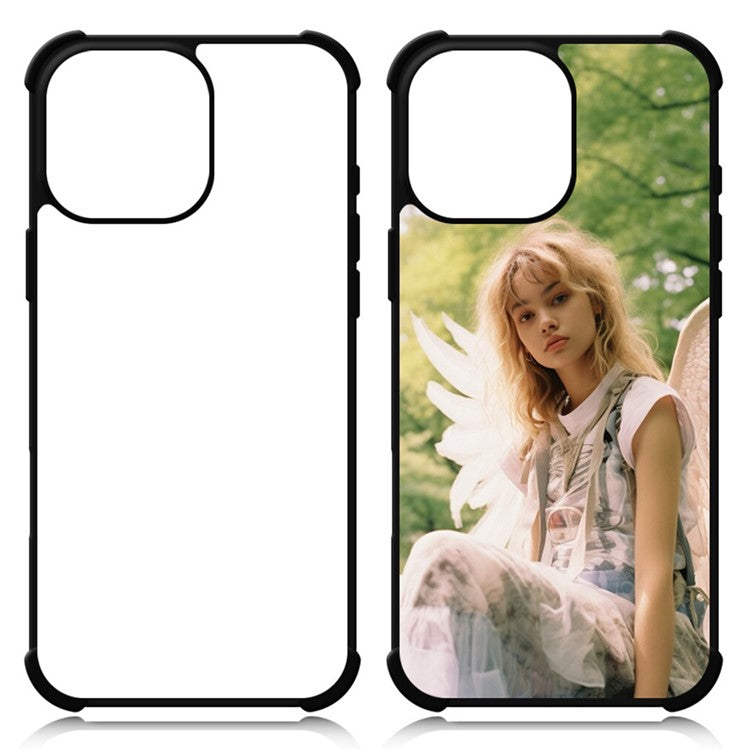 10Pcs / Pack For iPhone 16 Pro Case Four Corners Anti-Drop PC+TPU Phone Cover Support Heat Transfer Printing