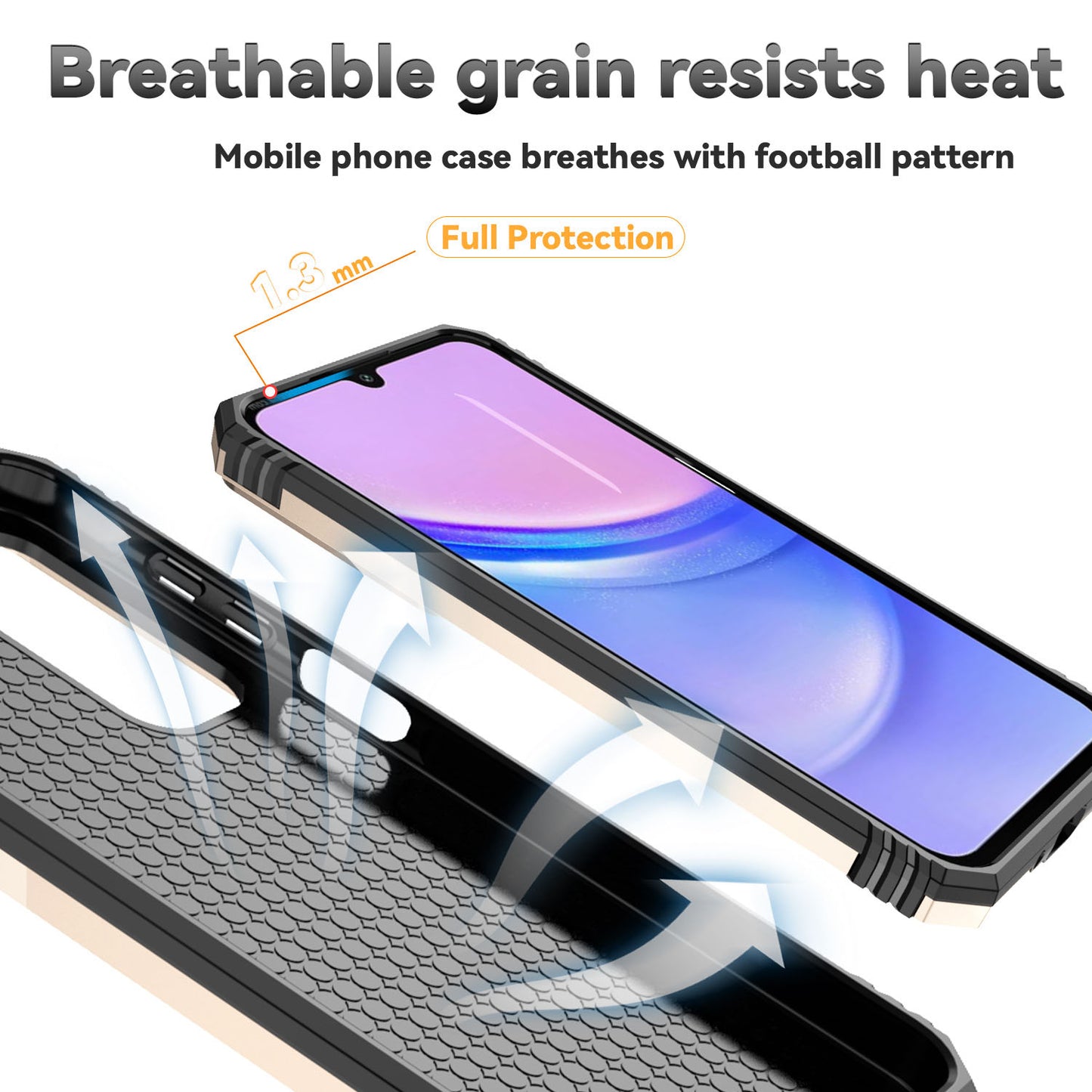 For Samsung Galaxy A16 5G / A16 4G Case PC + TPU Phone Cover Lens Ultimate Protection Kickstand - Gold