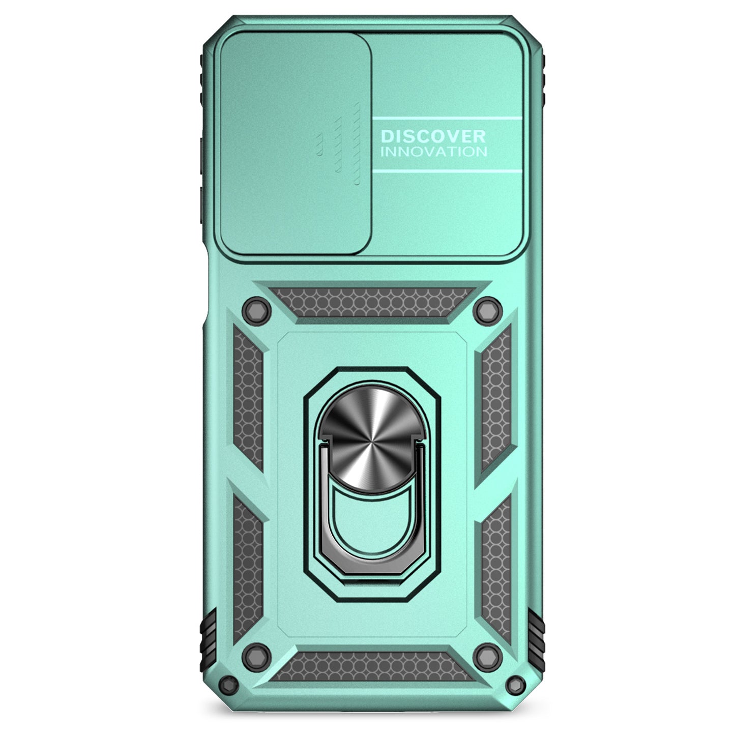 For Samsung Galaxy A16 5G / A16 4G Case PC + TPU Phone Cover Lens Ultimate Protection Kickstand - Blackish Green