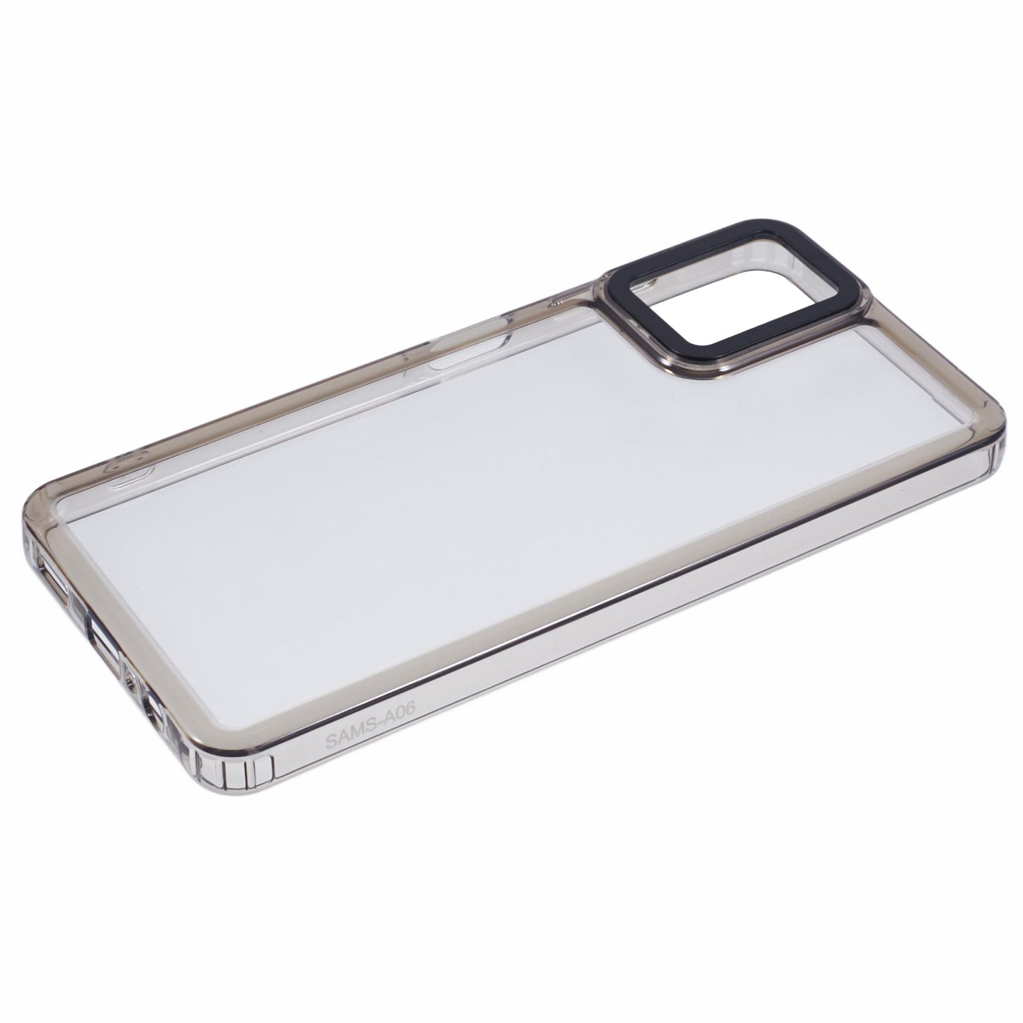 For Samsung Galaxy A06 Clear Phone Case PC+TPU Hybrid Back Cover - Transparent Black