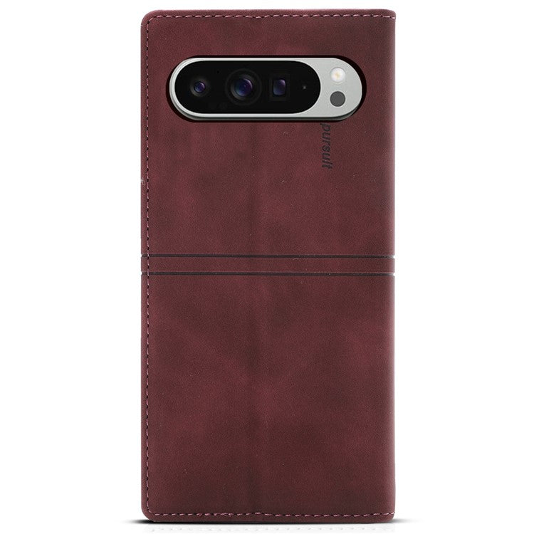 For Google Pixel 9 Pro  /  Pixel 9 Wallet Case Magnetic Closing Leather Phone Cover - Wine Red