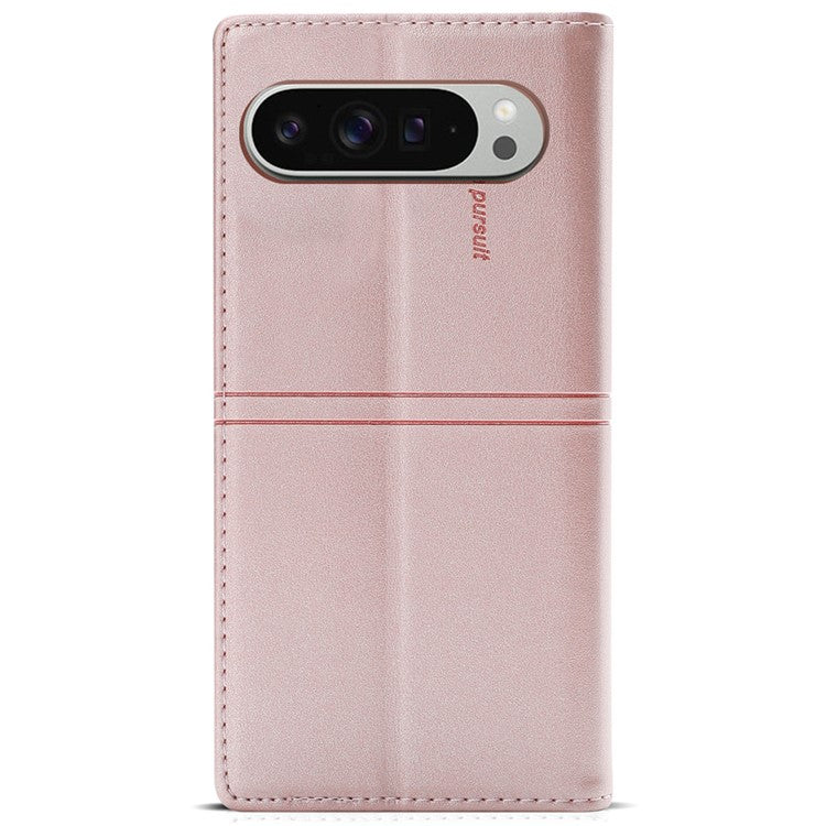For Google Pixel 9 Pro XL Wallet Case Magnetic Closing Leather Phone Cover - Rose Gold