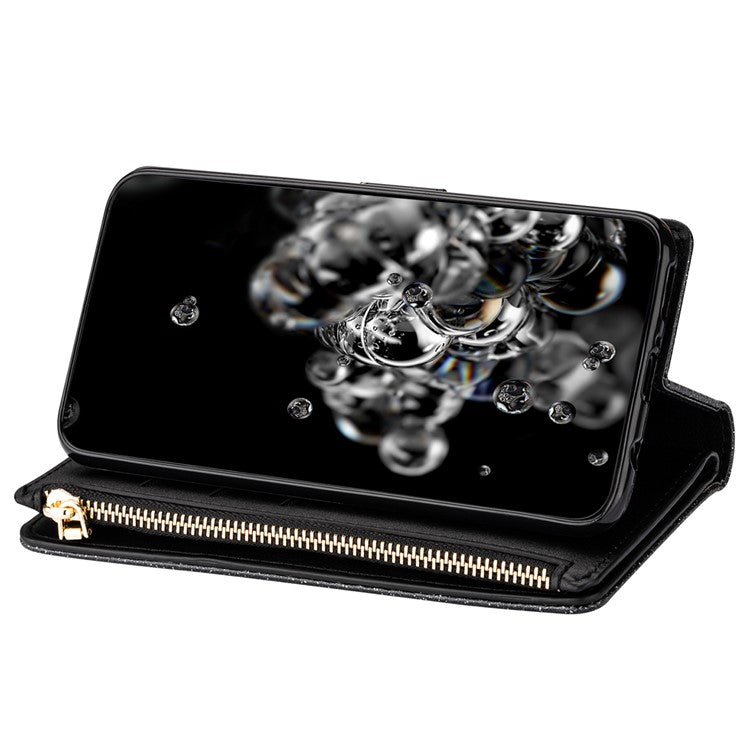 For Google Pixel 9 Pro  /  Pixel 9 Case Starry Sky Carving Leather Wallet Phone Cover - Black