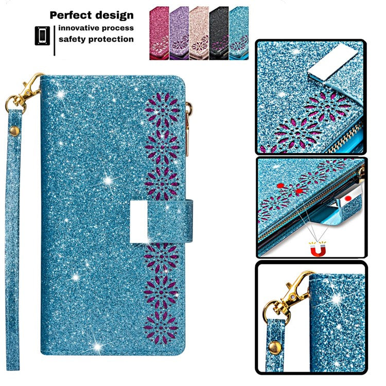 For Google Pixel 9 Pro  /  Pixel 9 Case Starry Sky Carving Leather Wallet Phone Cover - Blue
