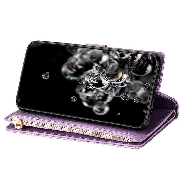 For Google Pixel 9 Pro  /  Pixel 9 Case Starry Sky Carving Leather Wallet Phone Cover - Purple