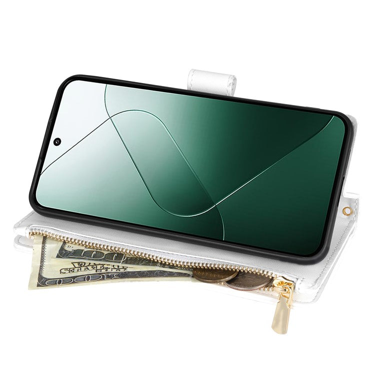 For Google Pixel 9 Pro XL Case Rhombus Stitching Leather Wallet Phone Cover with Long  /  Short Strap - White