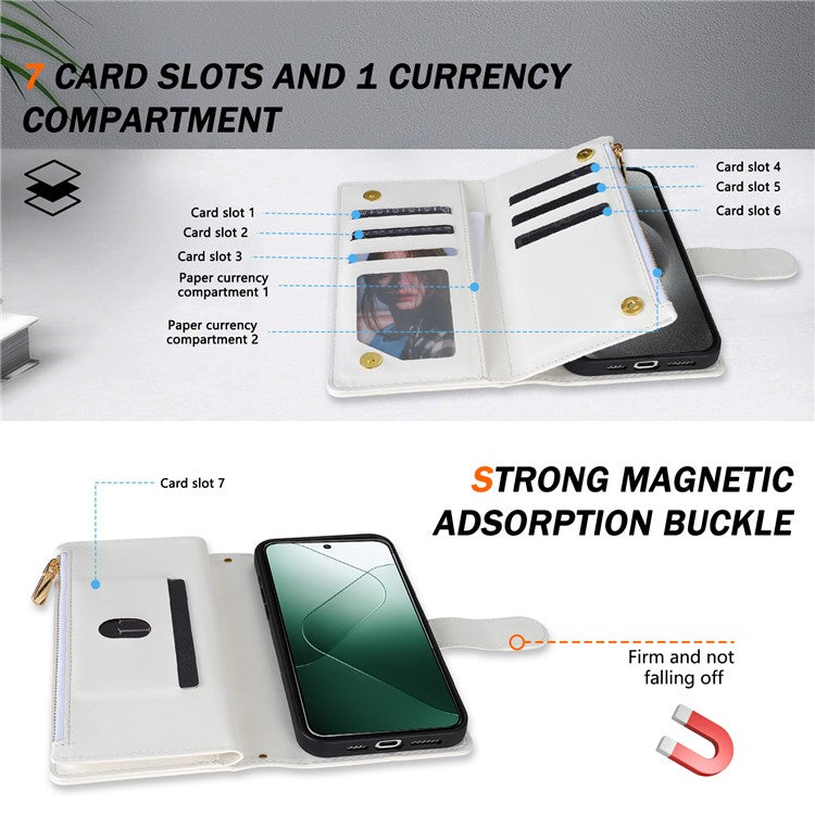 For Google Pixel 9 Pro XL Case Rhombus Stitching Leather Wallet Phone Cover with Long  /  Short Strap - White