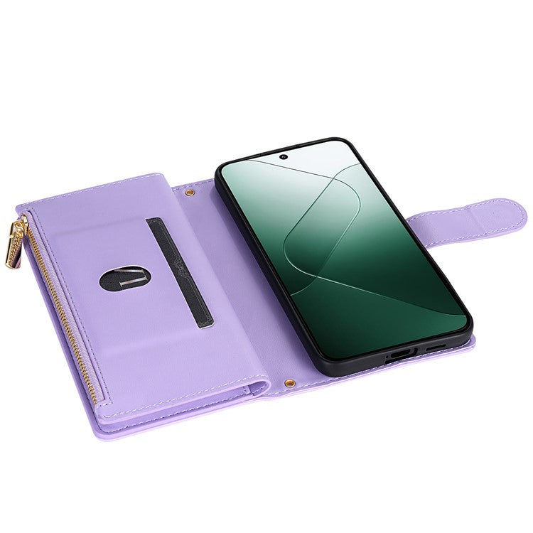 For Google Pixel 9 Pro XL Case Rhombus Stitching Leather Wallet Phone Cover with Long  /  Short Strap - Light Purple