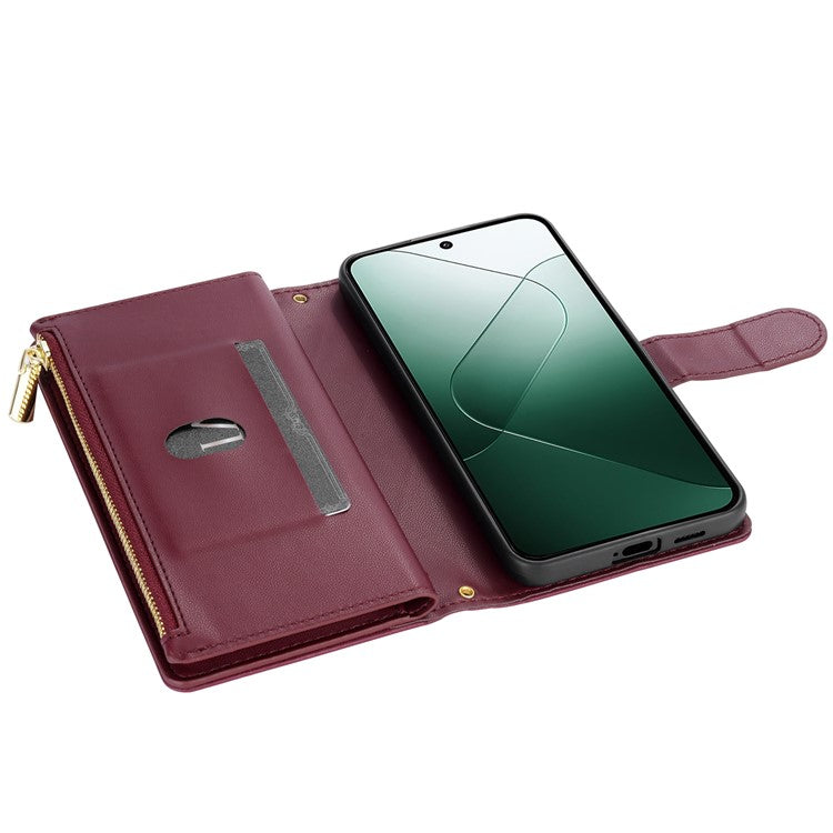 For Google Pixel 9 Pro XL Case Rhombus Stitching Leather Wallet Phone Cover with Long  /  Short Strap - Wine Red