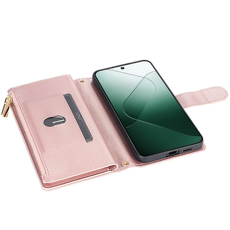 For Google Pixel 9 Pro XL Case Rhombus Stitching Leather Wallet Phone Cover with Long  /  Short Strap - Rose Gold