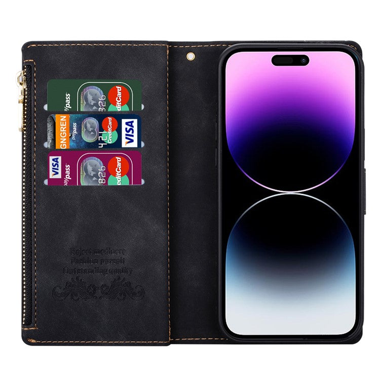 For iPhone 16 Wallet Case Color Splicing Leather Phone Cover with Stand - Black