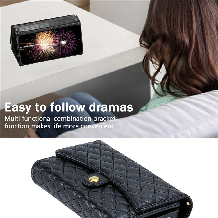 BKS-002 For Google Pixel 9 / 9 Pro Wallet Case PU Leather Stand Phone Cover with Shoulder Strap - Black