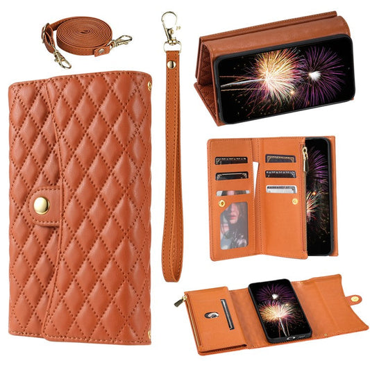 BKS-002 For Google Pixel 9 / 9 Pro Wallet Case PU Leather Stand Phone Cover with Shoulder Strap - Brown