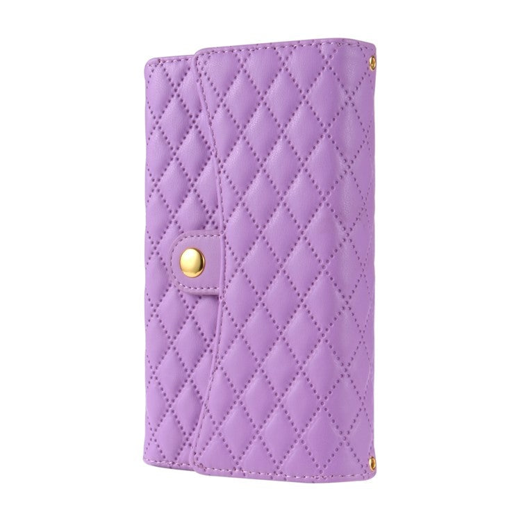 BKS-002 For Google Pixel 9 / 9 Pro Wallet Case PU Leather Stand Phone Cover with Shoulder Strap - Purple