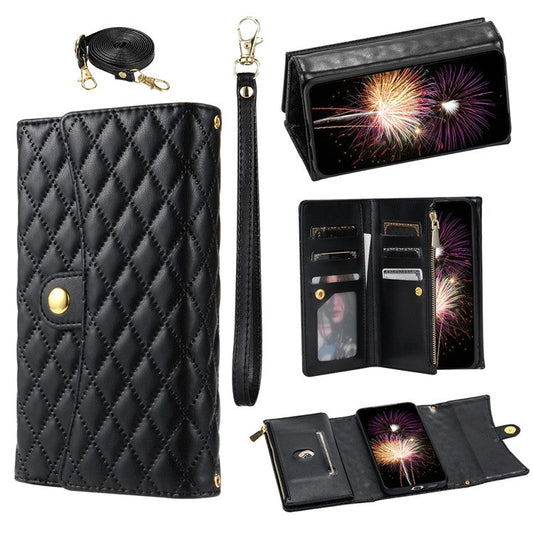 BKS-002 For Google Pixel 9 Pro XL Wallet Case PU Leather Stand Phone Cover with Shoulder Strap - Black