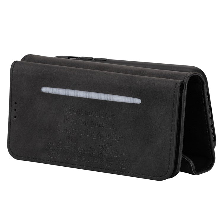N.BEKUS For iPhone 16 Cases Skin-Touch Leather Wallet Phone Cover with Straps - Black