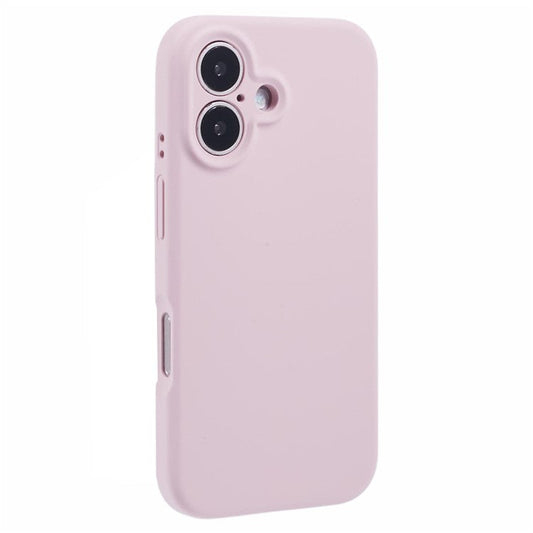 For iPhone 16 Plus Case PC+Liquid Silicone Protective Phone Cover with Microfiber Lining - Pink