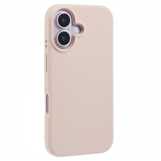 For iPhone 16 Case PC+Liquid Silicone Anti-Scratch Lining Phone Cover - Grey Pink