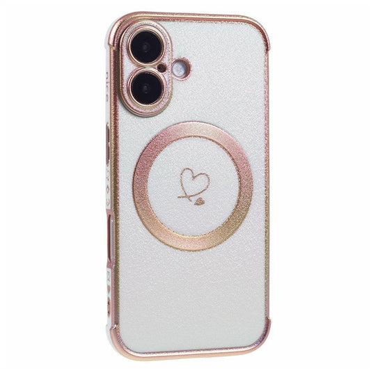 For iPhone 16 Plus Magnetic Case TPU Gradient Electroplated Phone Cover - Colorful White