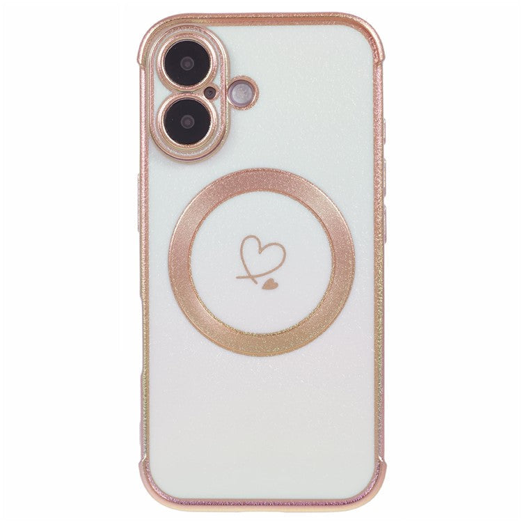 For iPhone 16 Plus Magnetic Case TPU Gradient Electroplated Phone Cover - Colorful White