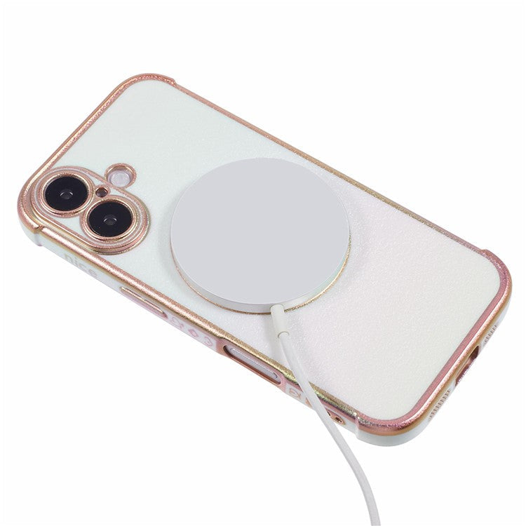 For iPhone 16 Plus Magnetic Case TPU Gradient Electroplated Phone Cover - Colorful White