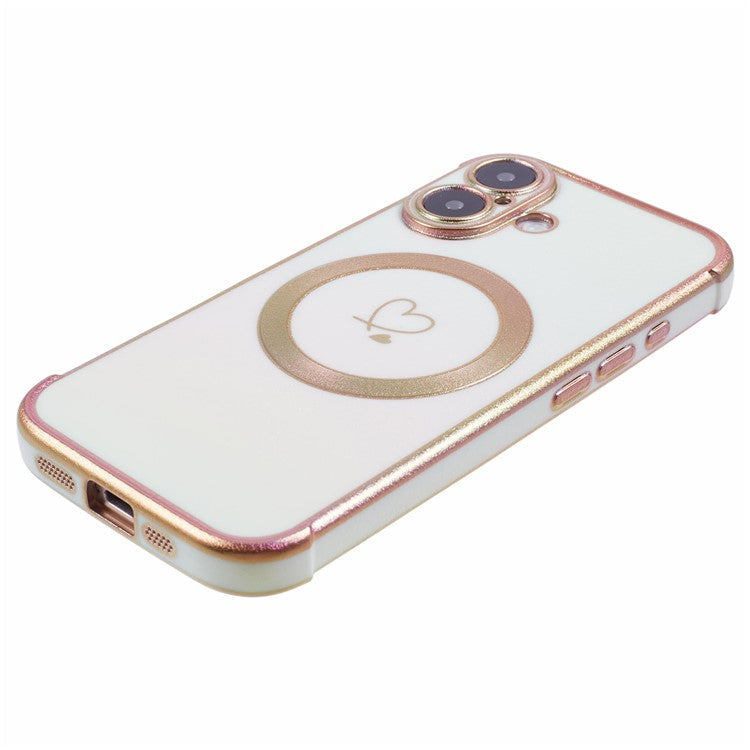 For iPhone 16 Plus Magnetic Case TPU Gradient Electroplated Phone Cover - Colorful White