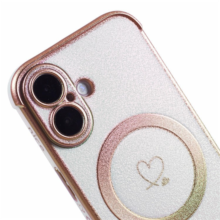 For iPhone 16 Plus Magnetic Case TPU Gradient Electroplated Phone Cover - Colorful White