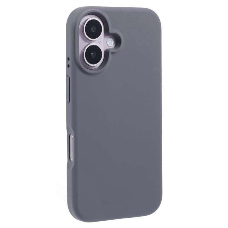 For iPhone 16 Plus Case PC+Liquid Silicone Anti-Scratch Lining Phone Cover - Charcoal Grey