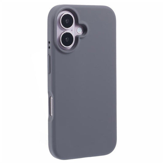 For iPhone 16 Plus Case PC+Liquid Silicone Anti-Scratch Lining Phone Cover - Charcoal Grey