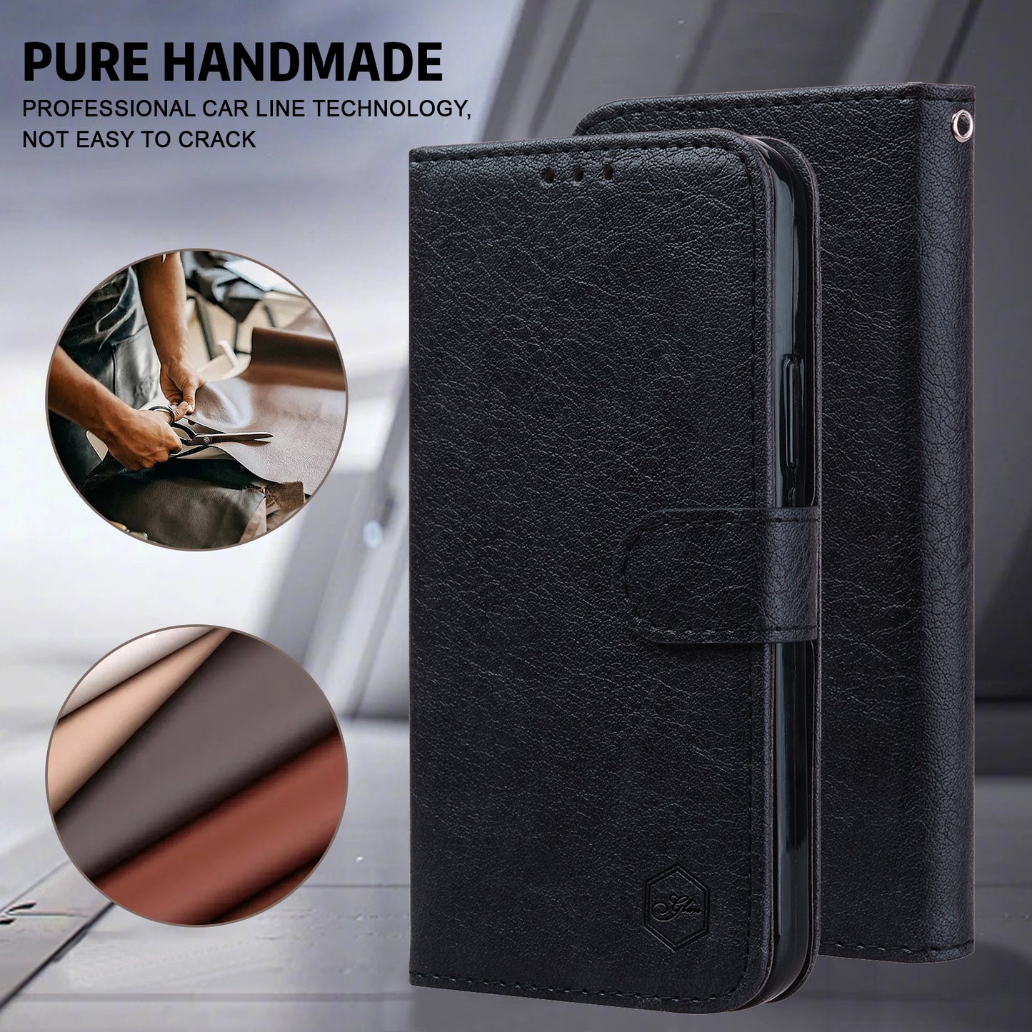 For Samsung Galaxy A16 5G / A16 4G Case Solid Color Leather Folding Stand Wallet Leather Phone Cover - Black