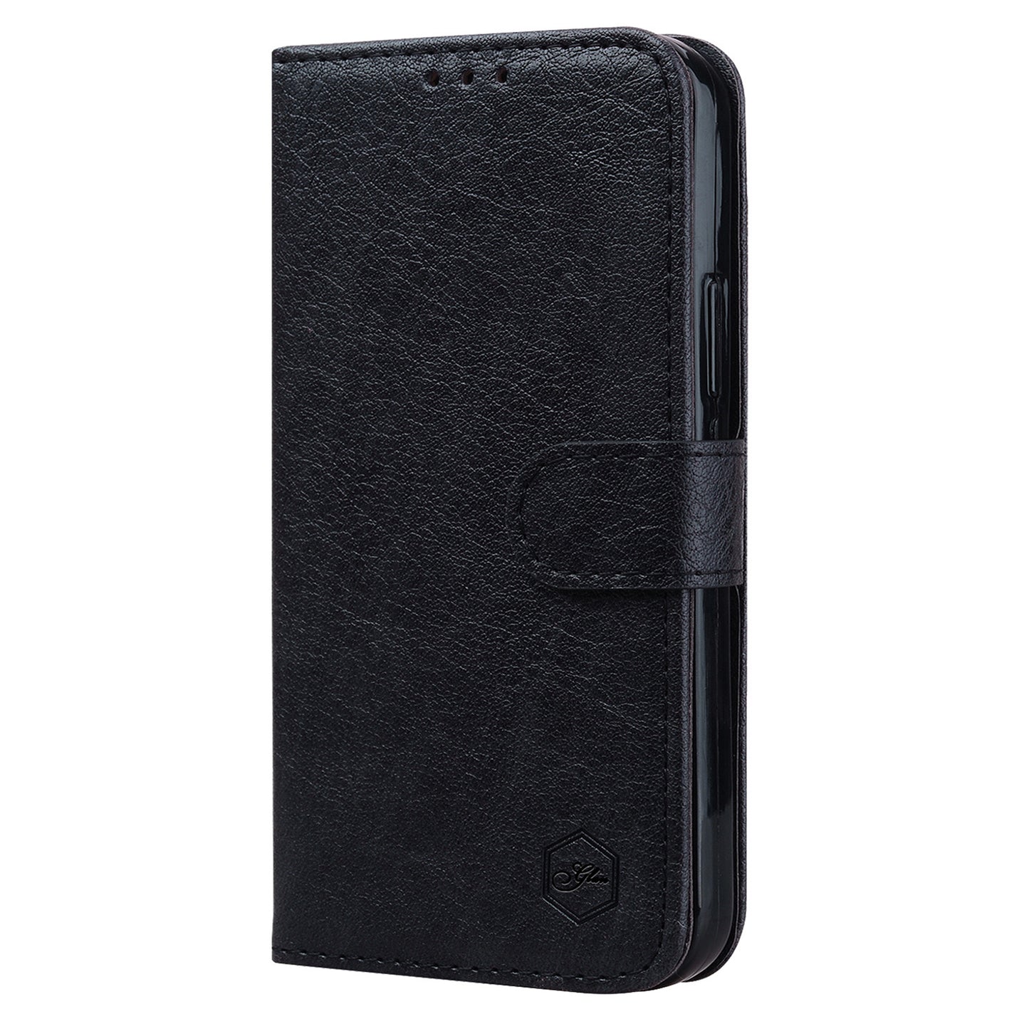 For Samsung Galaxy A16 5G / A16 4G Case Solid Color Leather Folding Stand Wallet Leather Phone Cover - Black