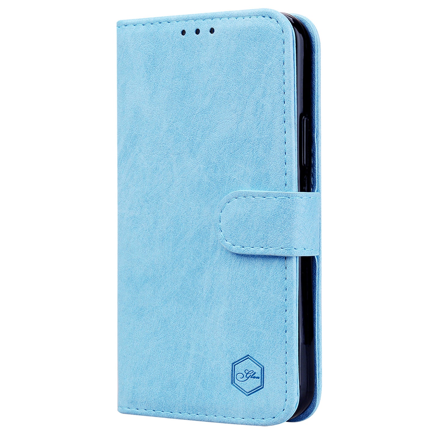 For Samsung Galaxy A16 5G / A16 4G Case Solid Color Leather Folding Stand Wallet Leather Phone Cover - Baby Blue