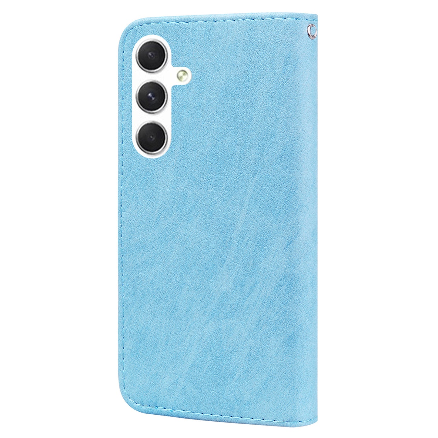 For Samsung Galaxy A16 5G / A16 4G Case Solid Color Leather Folding Stand Wallet Leather Phone Cover - Baby Blue