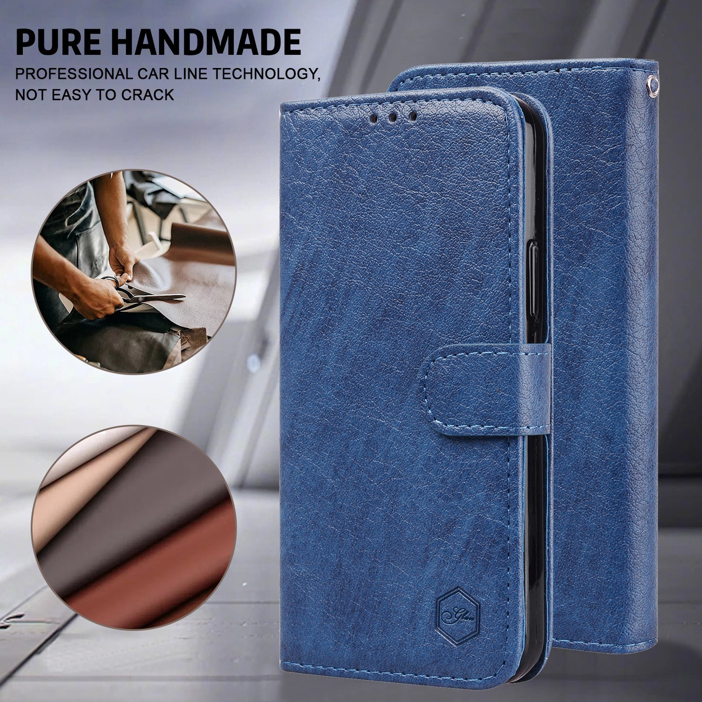 For Samsung Galaxy A16 5G / A16 4G Case Solid Color Leather Folding Stand Wallet Leather Phone Cover - Dark Blue