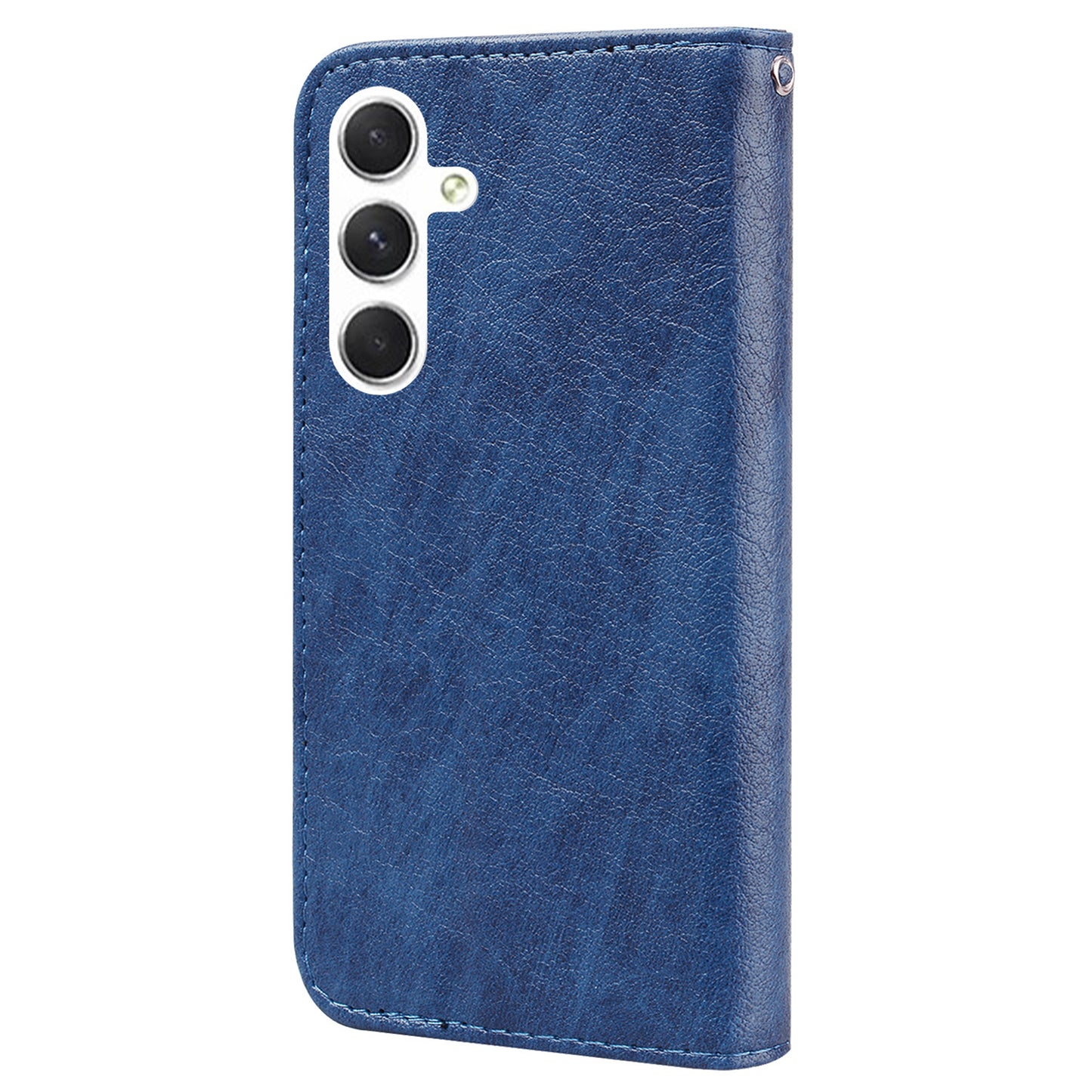 For Samsung Galaxy A16 5G / A16 4G Case Solid Color Leather Folding Stand Wallet Leather Phone Cover - Dark Blue