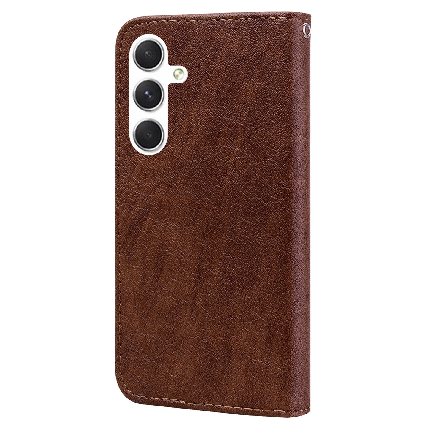 For Samsung Galaxy A16 5G / A16 4G Case Solid Color Leather Folding Stand Wallet Leather Phone Cover - Brown