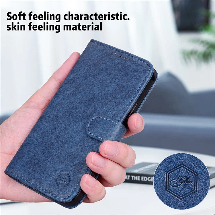 For Samsung Galaxy S24 FE Case Solid Color Leather Folding Stand Wallet Leather Phone Cover - Dark Blue