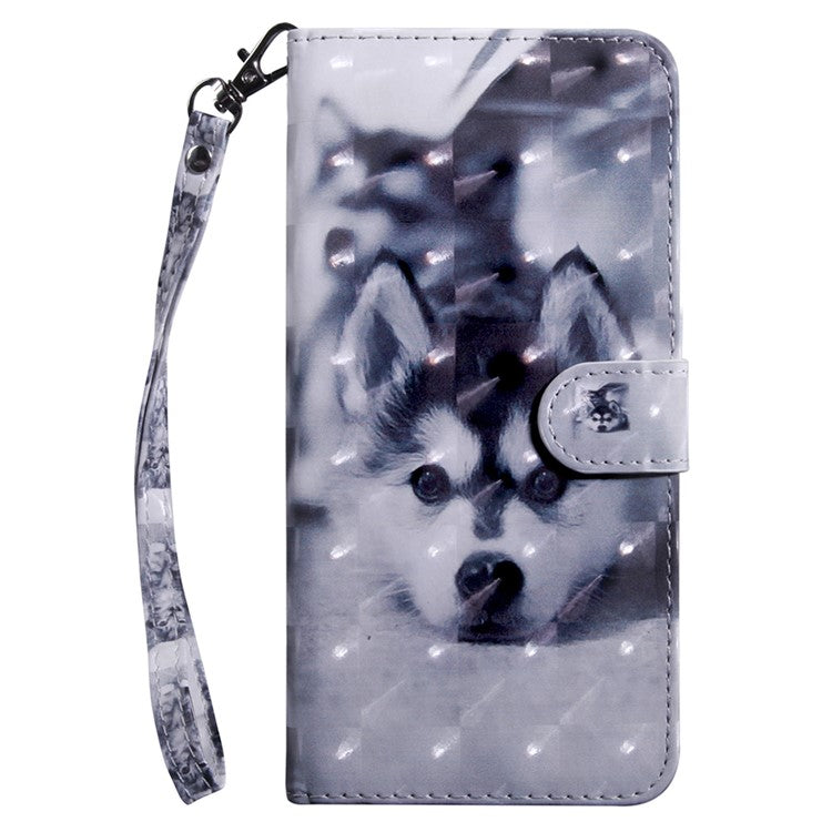 For iPhone 16 Plus Case Stand Pattern Printing Leather Phone Cover - Husky