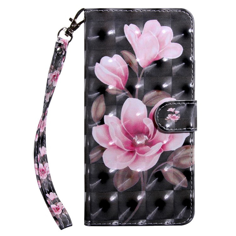 For iPhone 16 Plus Case Stand Pattern Printing Leather Phone Cover - Pink Flower