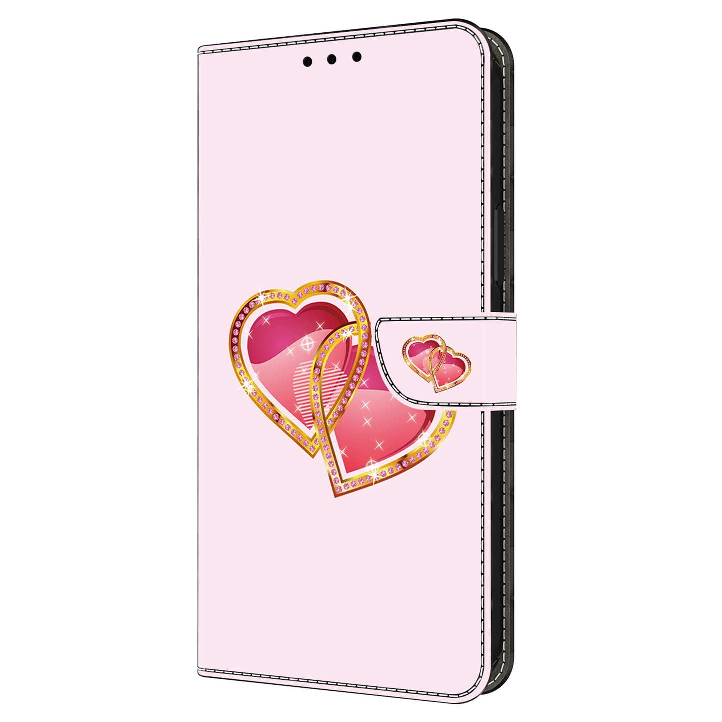 For Samsung Galaxy A16 5G / A16 4G Case Pattern Printed Protective Leather Flip Phone Case - Love Peach