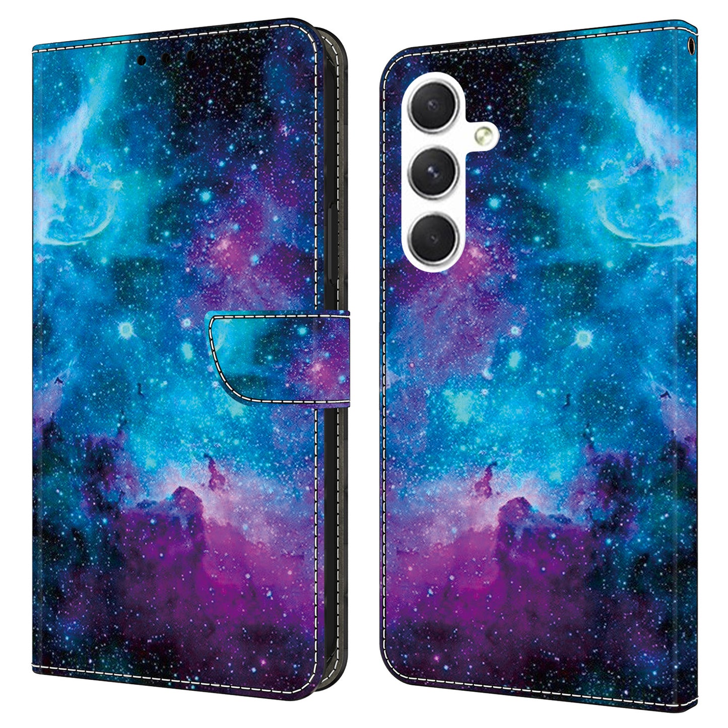For Samsung Galaxy A16 5G / A16 4G Case Pattern Printed Protective Leather Flip Phone Case - Starry Sky