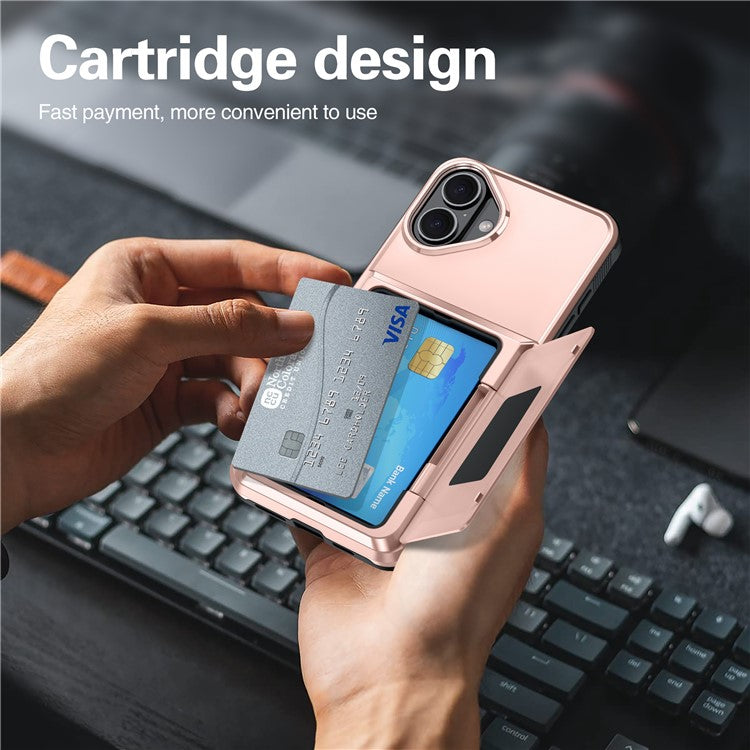 For iPhone 16 Plus Cases Card Slot TPU+PC Kickstand Phone Case - Red