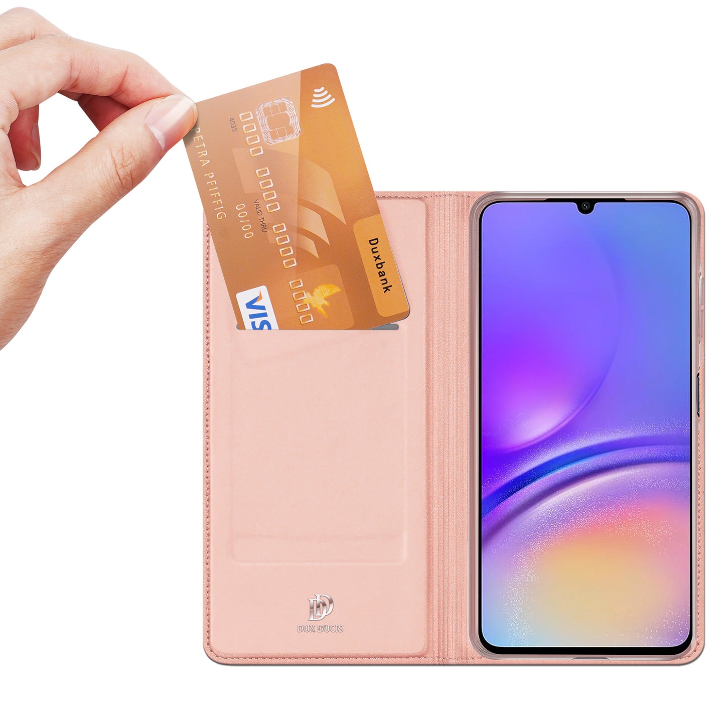 DUX DUCIS Skin Pro Series For Samsung Galaxy A06 Case Leather Cover Card Holder - Pink