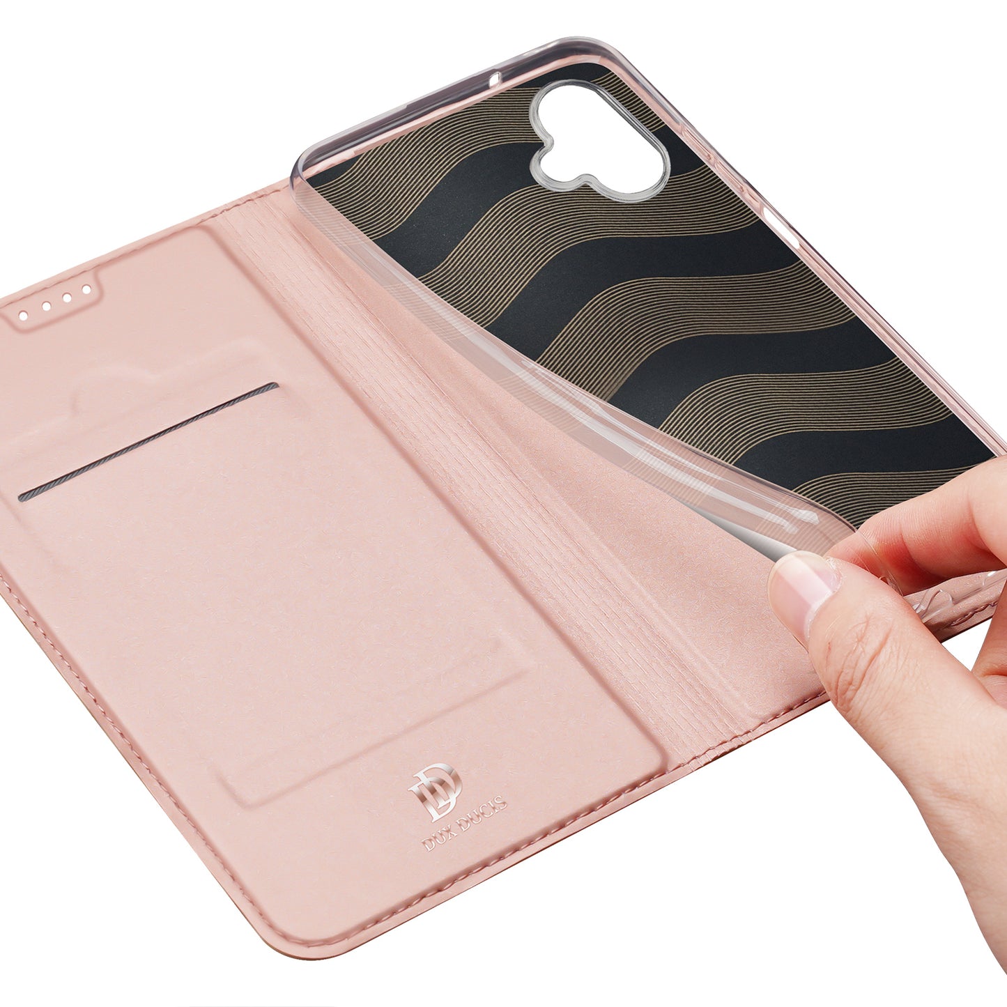 DUX DUCIS Skin Pro Series For Samsung Galaxy A06 Case Leather Cover Card Holder - Pink