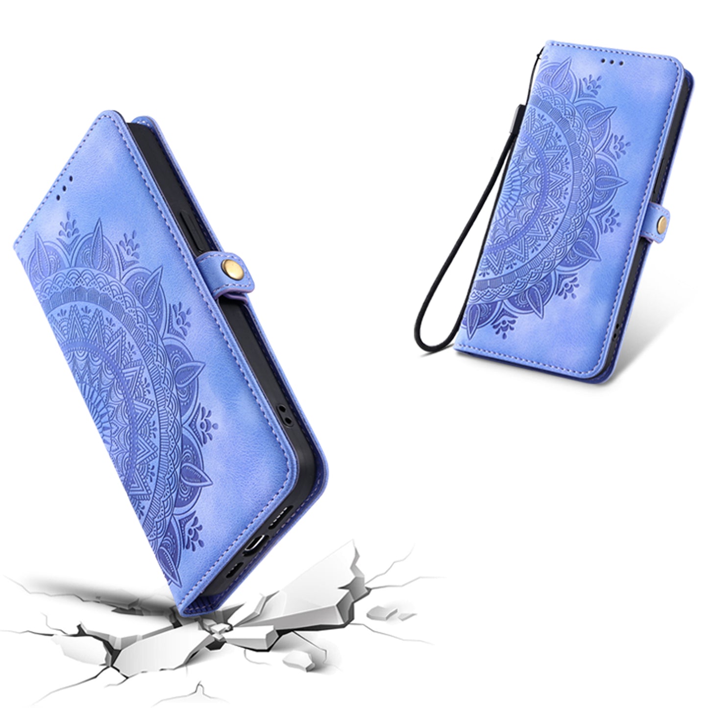 Style 016 For Samsung Galaxy A16 5G / A16 4G Case Skin Feel Totem Imprinted Wallet Leather Phone Cover - Purple