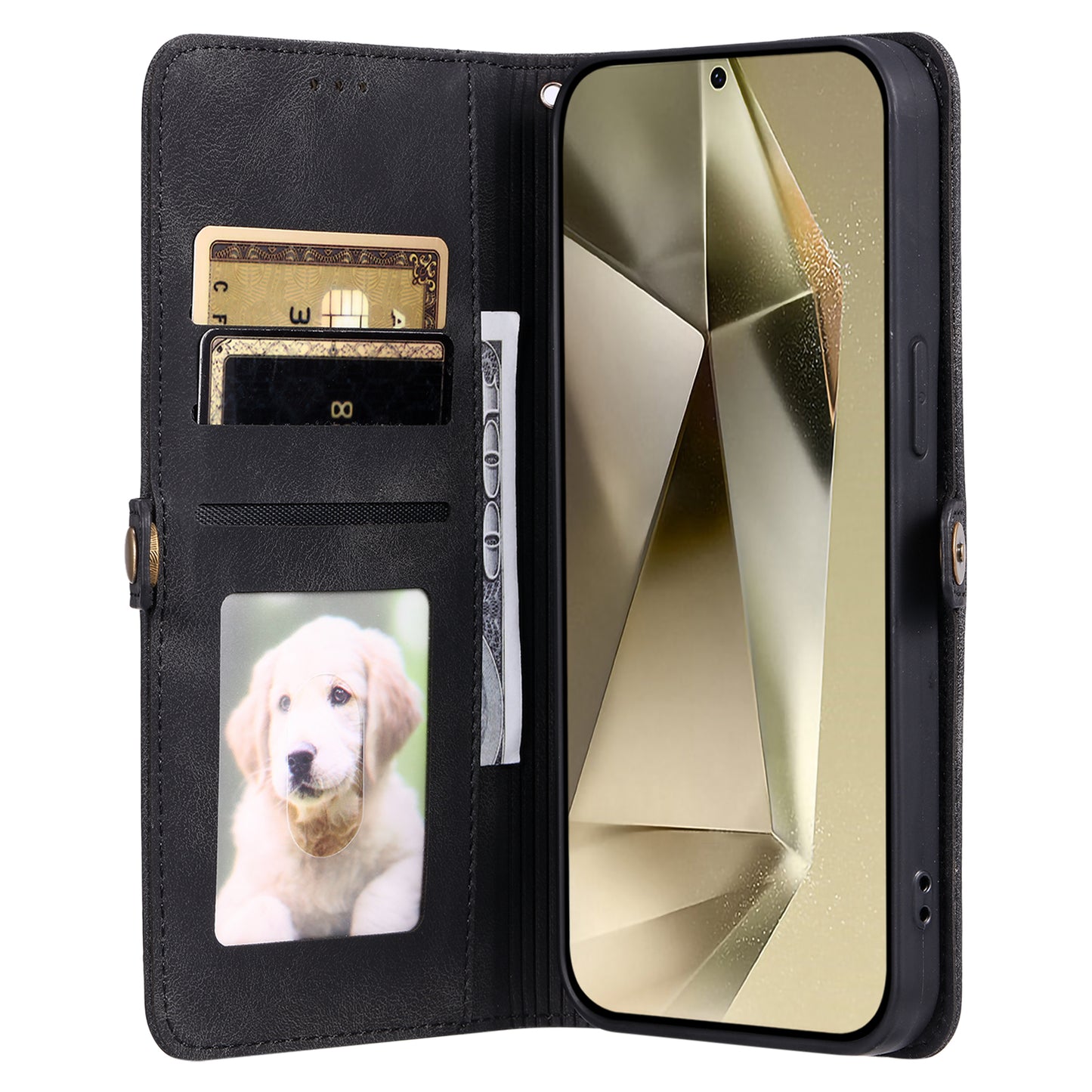Style 016 For Samsung Galaxy A16 5G / A16 4G Case Skin Feel Totem Imprinted Wallet Leather Phone Cover - Black