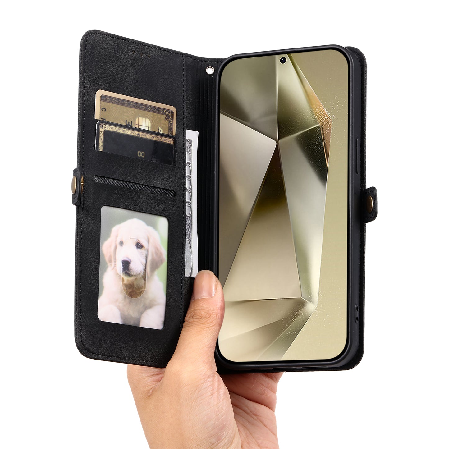 Style 016 For Samsung Galaxy A16 5G / A16 4G Case Skin Feel Totem Imprinted Wallet Leather Phone Cover - Black