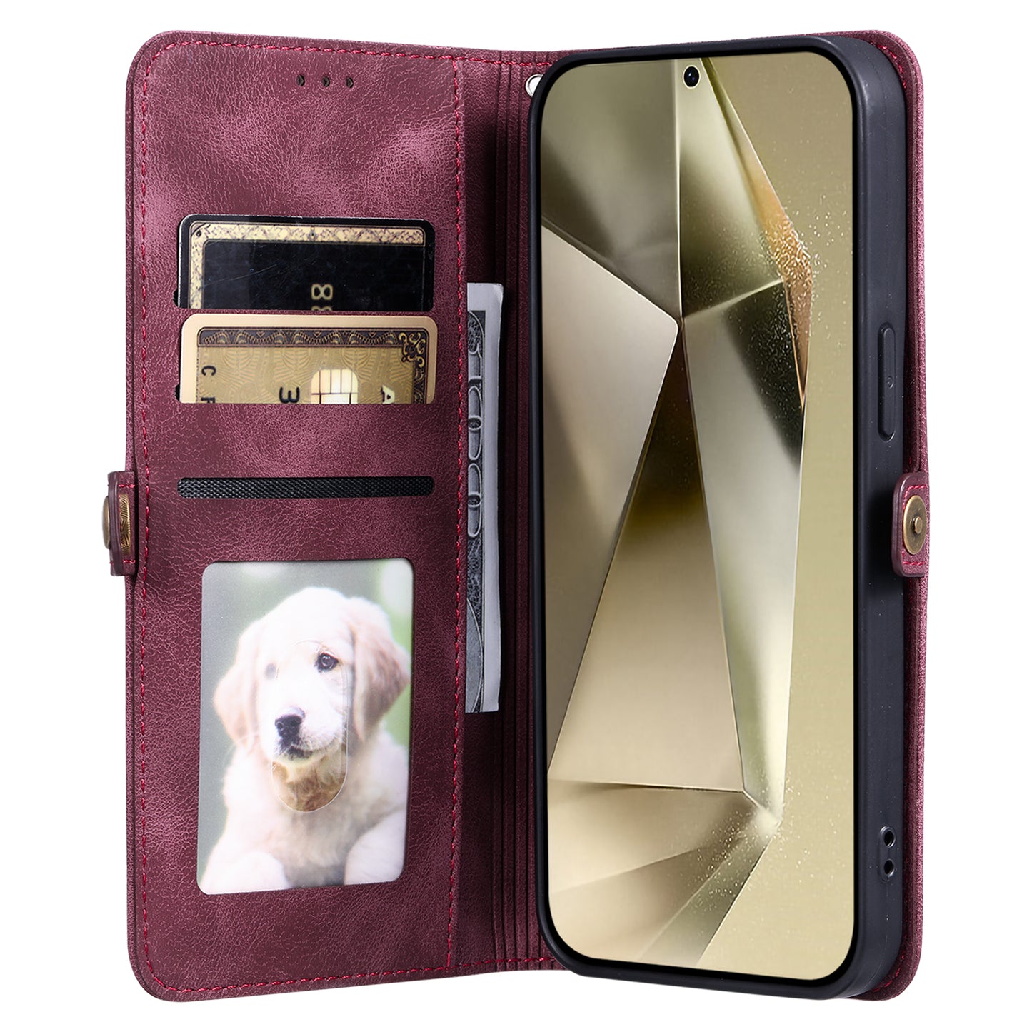 Style 016 For Samsung Galaxy A16 5G / A16 4G Case Skin Feel Totem Imprinted Wallet Leather Phone Cover - Wine Red