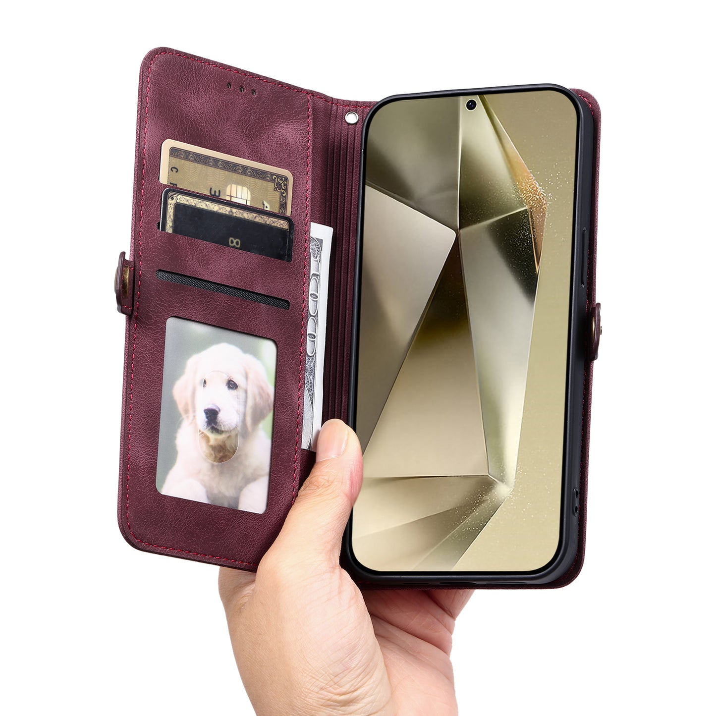 Style 016 For Samsung Galaxy A16 5G / A16 4G Case Skin Feel Totem Imprinted Wallet Leather Phone Cover - Wine Red
