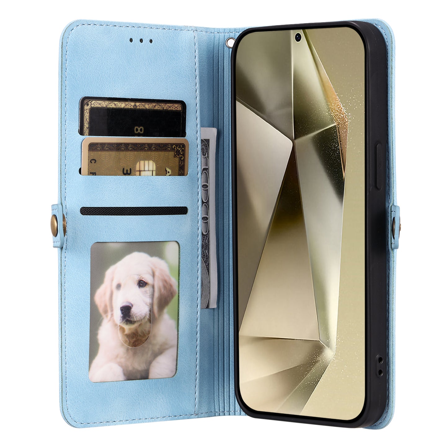 Style 016 For Samsung Galaxy A16 5G / A16 4G Case Skin Feel Totem Imprinted Wallet Leather Phone Cover - Lake Blue